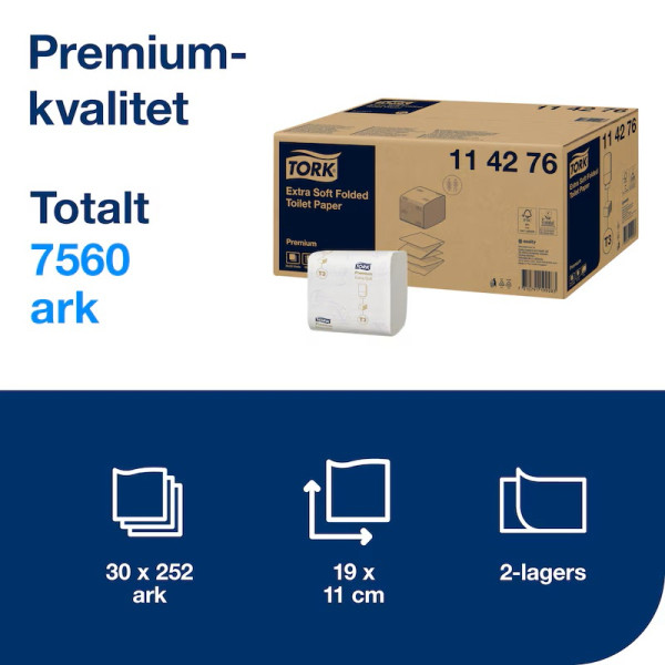 Toalettpapper 252/fp | 2-lag | Tork Pre T3 vikt | vit | 30st STO00114 - 5