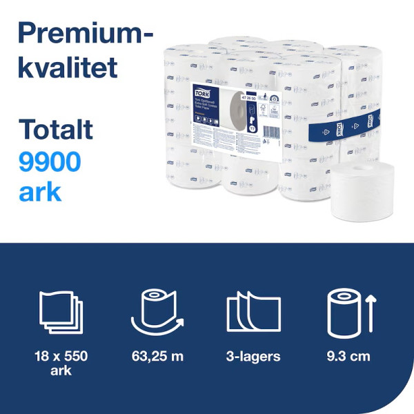 Toalettpapper 3-lag | 63m | Tork Pre T7 | vit | 18st STO05328 - 3