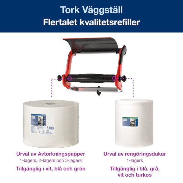Väggställ för industritorkrulle | Tork W1 | svart/röd STO00255 - 4
