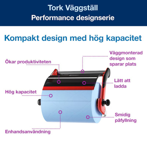 Väggställ för industritorkrulle | Tork W1 | svart/röd STO00255 - 5