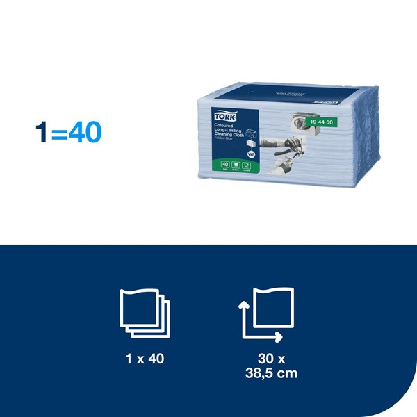 Torkduk 40/fp | Tork Pre W8 | slitstark | blå | 8st SE200496 - 2