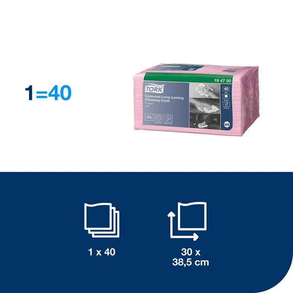 Torkduk 40/fp | Tork Pre W8 | slitstark | röd | 8st SE200481 - 2