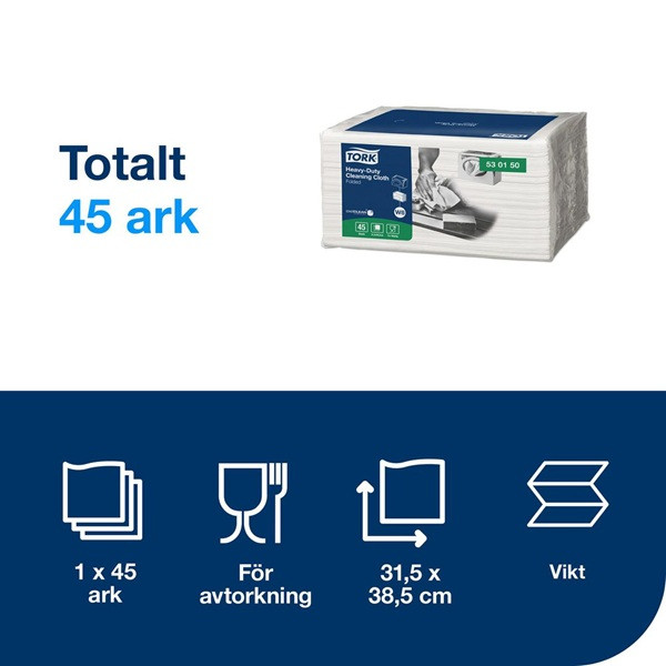 Torkduk 45/fp | Tork Pre W8 | kraftig | vit SE200486 - 2