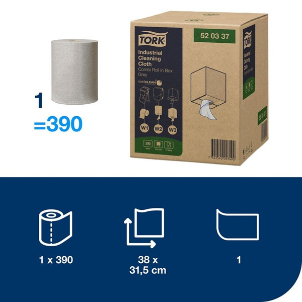 Torkduk på rulle | 390ark | Tork Pre W1/2/3 | flexibel | grå SE200504 - 2