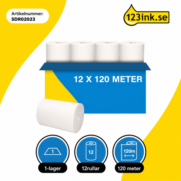 Torkrulle 1-lag | 120m | 123ink Tork M1 | vit | 12st SDR02023 - 3