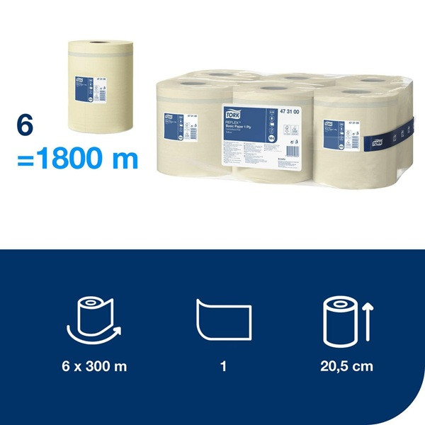 Torkrulle 1-lag | 300m | Tork Uni M4 Reflex | gul | 6st SE200140 - 2