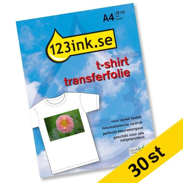 Transferpapper t-shirt A4 | white textiles | 123ink | 30 ark 060810 - 1