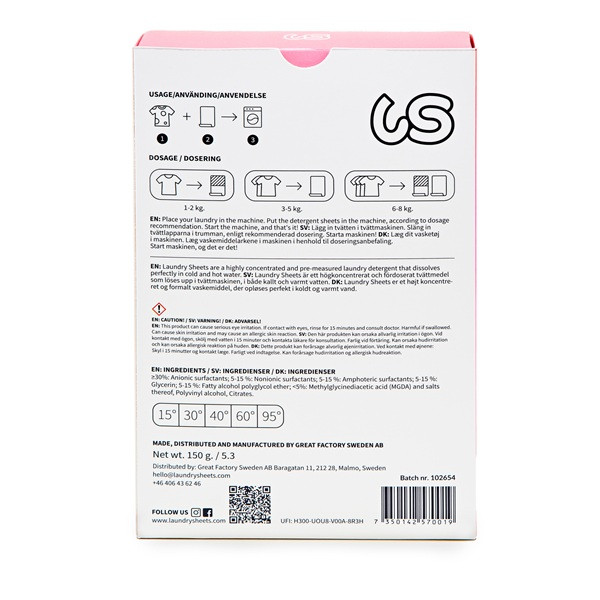 Tvättark 30ark | Fragrance Free | Laundry Sheets LS004 501943 - 4