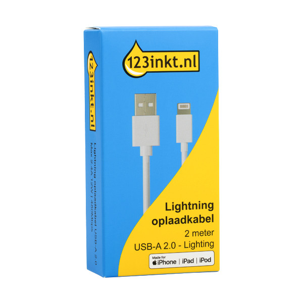 USB-A till Lightning kabel 2m | 12W | 123ink | vit 302266 - 2