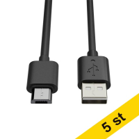 USB-A till Micro USB-kabel | USB 2.0 | 0,5m | svart | 123ink 5st  302510