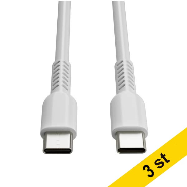 USB-C till USB-C 2.0 laddningskabel | USB 2.0 | 1m | vit | 123ink 3st⭐ 302627 - 1