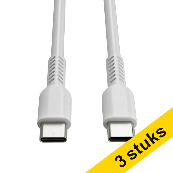 USB-C till USB-C 2.0 laddningskabel | USB 2.0 | 1m | vit | 123ink 3st  302627 - 1