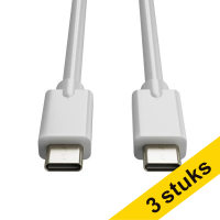 USB-C till USB-C 3.2 laddningskabel | 1m | vit | 123ink 3st  302628