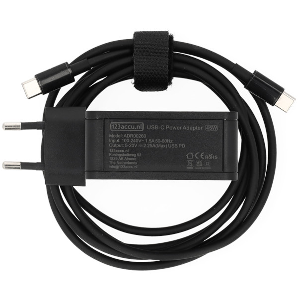 Universaladapter USB-C 20V | 2,25A | 45W (varumärket 123ink) ADR00260 - 2