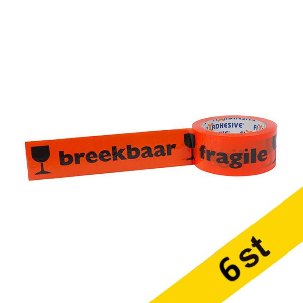 Varningstejp "Fragile" 50mm x 66m | 6st 200.000 206248 - 1