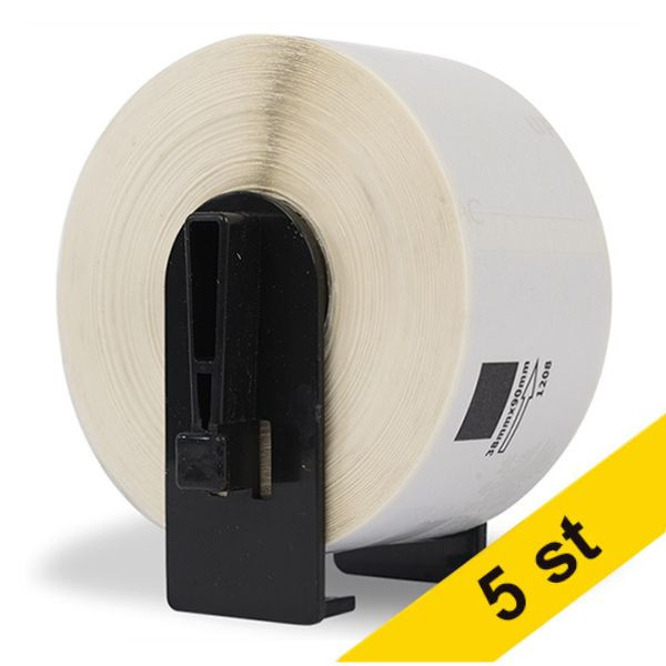 Varumärket 123ink ersätter Brother DK-11208 adressetiketter | svart text - vit etikett | 90mm x 38mm | 5st  089302 - 1