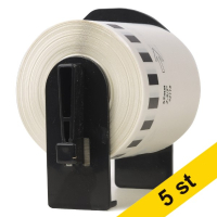 Varumärket 123ink ersätter Brother DK-22113 etiketter | svart text - transparent etikett | 62mm x 15.24m | 5st DK22113C 650652