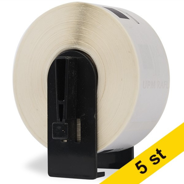 Varumärket 123ink ersätter Brother DK-22210 etiketter | svart text - vit etikett | 29mm x 30.48m | 5st 653068 - 1
