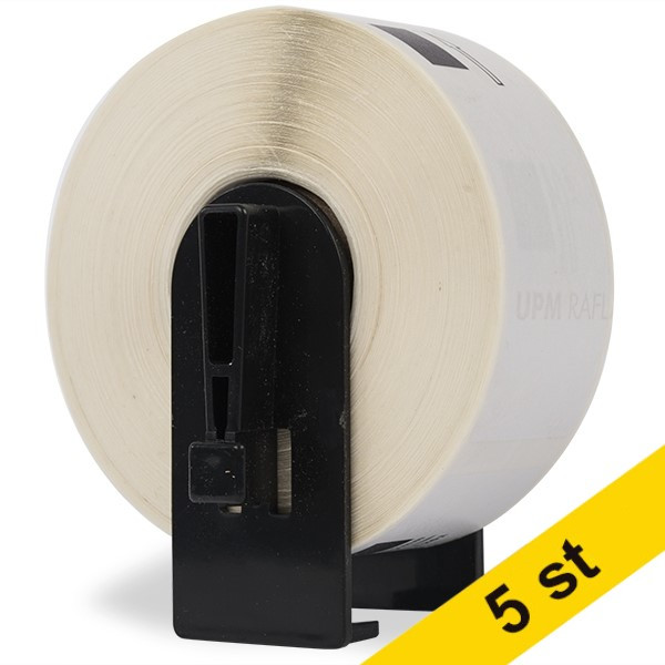 Varumärket 123ink ersätter Brother DK-22214 etiketter | svart text - vit etikett | 12mm x 30.48m | 5st DK22214C 650530 - 1