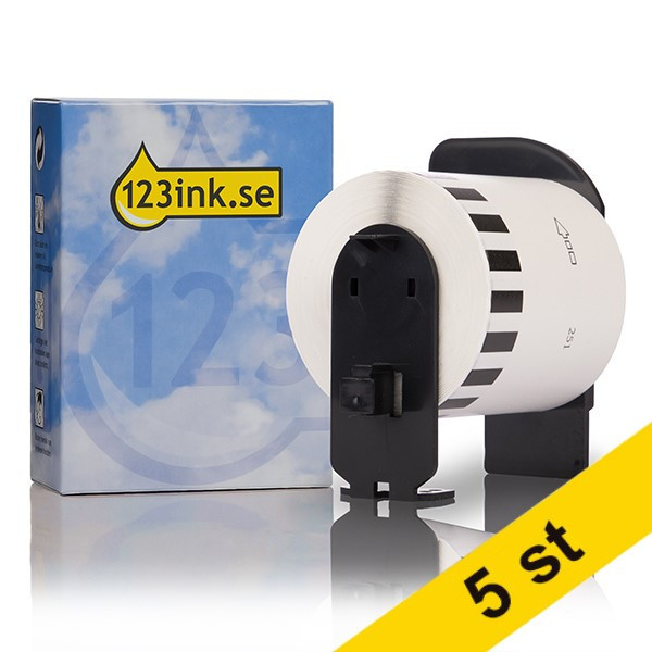 Varumärket 123ink ersätter Brother DK-22251 etiketter | svart och röd text - vit etikett | 62mm x 15.24m | 5st 653071 - 1
