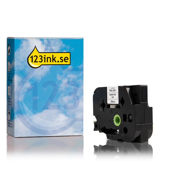 Varumärket 123ink ersätter Brother HSe-251 krympslang | svart text - vit tejp | 24mm x 1,5m HSE251C 088891 - 1