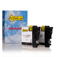 Varumärket 123ink ersätter Brother LC1100BKBP2 svart bläckpatron 2-pack LC-1100BKBP2C 132188