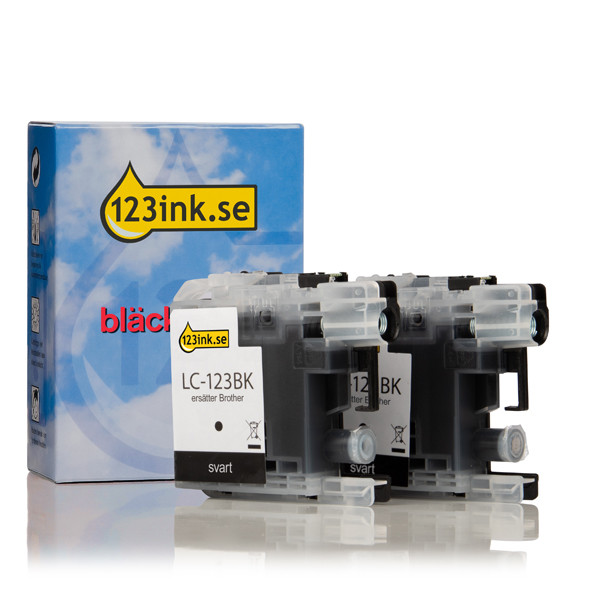Varumärket 123ink ersätter Brother LC123BKBP2 svart bläckpatron 2-pack LC-123BKBP2C 132092 - 1