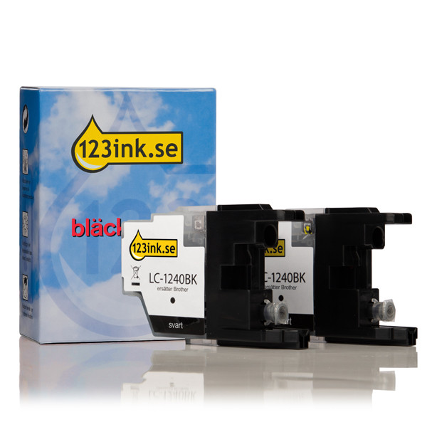 Varumärket 123ink ersätter Brother LC1240BKBP2 svart bläckpatron 2-pack LC1240BKBP2C 132093 - 1