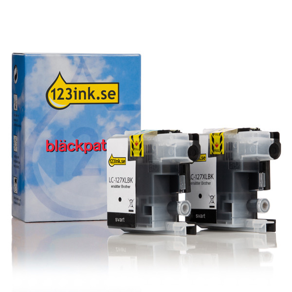 Varumärket 123ink ersätter Brother LC127XLBKBP2 svart bläckpatron 2-pack LC-127XLBKBP2C 132132 - 1