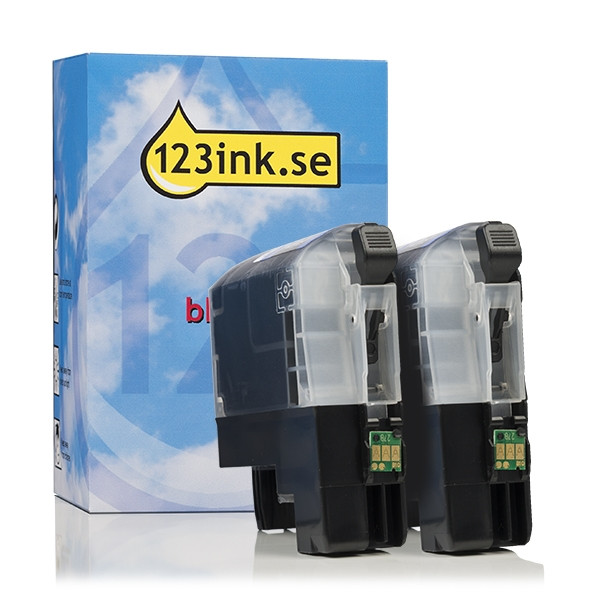 Varumärket 123ink ersätter Brother LC227XLBK svart bläckpatron hög kapacitet 2-pack  127230 - 1