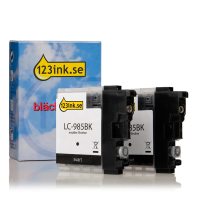 Varumärket 123ink ersätter Brother LC985BKBP2 svart bläckpatron 2-pack LC-985BKBP2C 132094