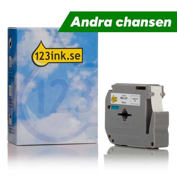 Varumärket 123ink ersätter Brother M-K231BZ | M-tape | svart text - vit märkband  | 12mm x 8m ⭐ 502113 - 1