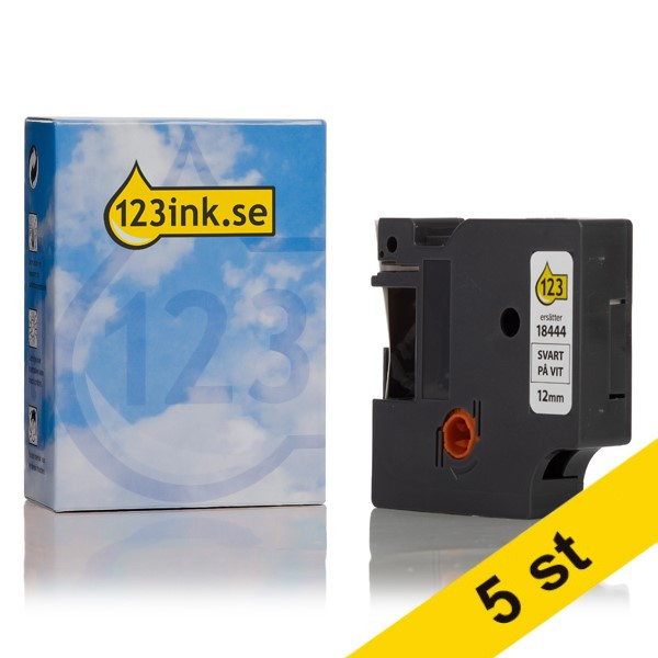 Varumärket 123ink ersätter Brother M-K231BZ | M-tape | svart text - vit tejp | 12mm x 8m | 5st  650550 - 1