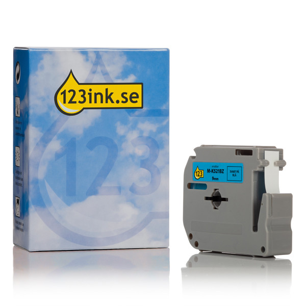 Varumärket 123ink ersätter Brother M-K521BZ | M-tape | svart text - blå tejp | 9mm x 8m MK521BZC 080597 - 1