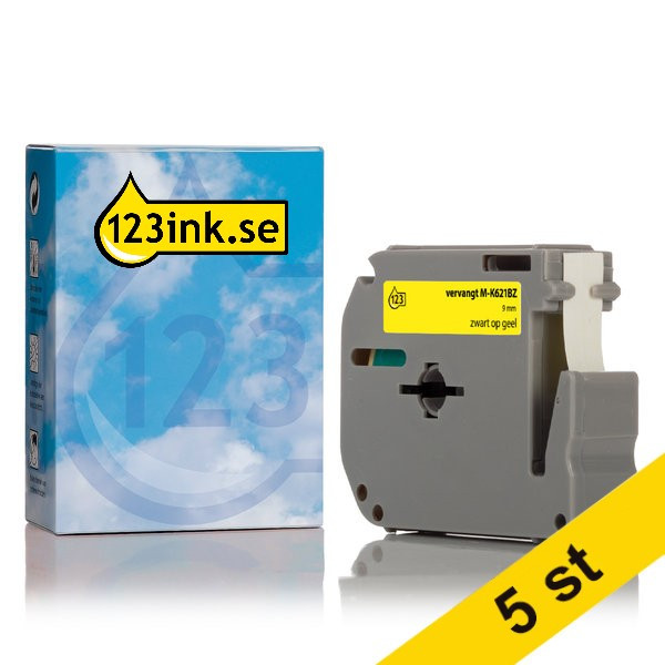 Varumärket 123ink ersätter Brother M-K621BZ | M-tape | svart text - gul tejp | 9mm x 8m | 5st MK621BZC 650701 - 1