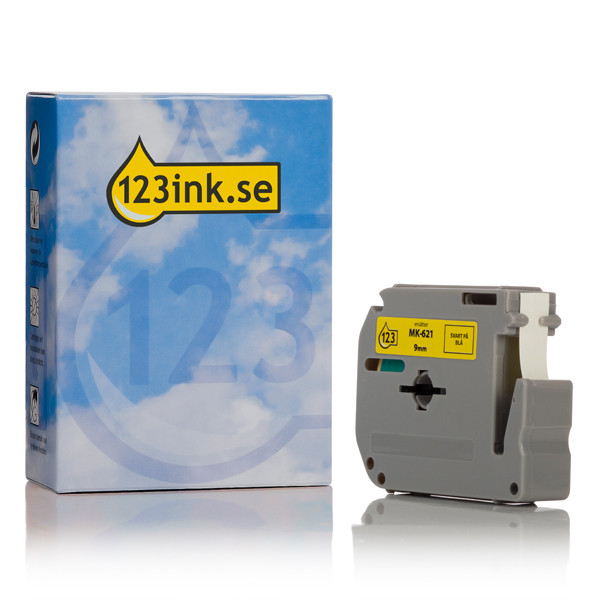 Varumärket 123ink ersätter Brother M-K621BZ | M-tape | svart text - gul tejp | 9mm x 8m MK621BZC 080605 - 1