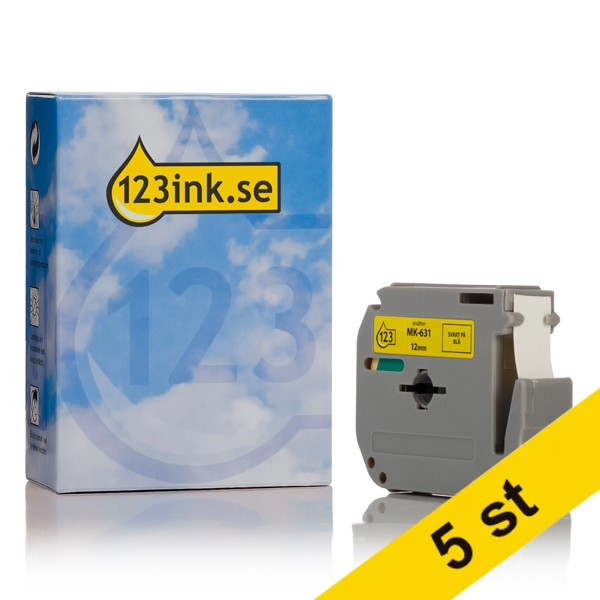 Varumärket 123ink ersätter Brother M-K631BZ | M-tape | svart text - gul tejp | 12mm x 8m | 5st  650694 - 1