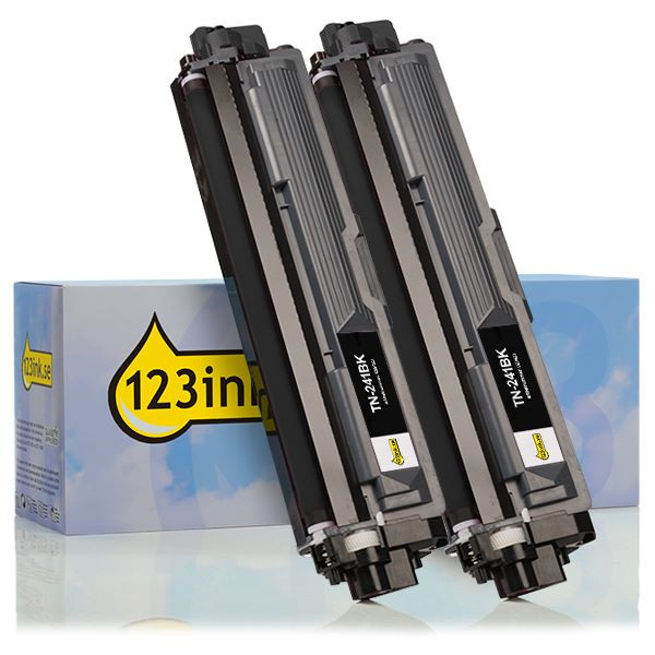 Varumärket 123ink ersätter Brother TN-241BK svart toner 2-pack TN241BKTWINC 051327 - 1