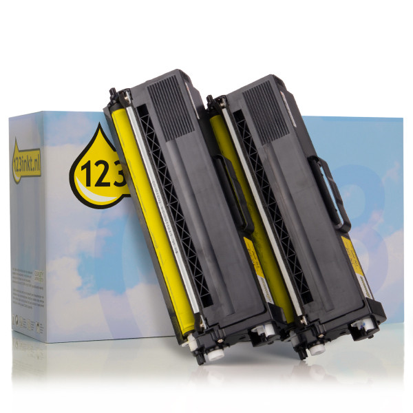 Varumärket 123ink ersätter Brother TN-329Y gul toner 2-pack 132186 - 1