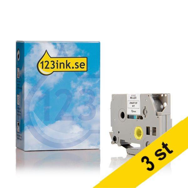 Varumärket 123ink ersätter Brother TZe-131S | svart text - transparent märkband  | 12mm x 4m | 3st 080990 - 1