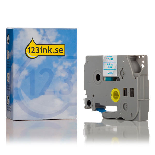 Varumärket 123ink ersätter Brother TZe-133 | blå text - transparent tejp | 12mm x 8m TZE133C 080619 - 1