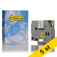 Varumärket 123ink ersätter Brother TZe-135 | vit text - transparent tejp | 12mm x 8m | 5st  650630