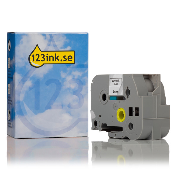 Varumärket 123ink ersätter Brother TZe-161 | svart text - transparent märkband  | 36mm x 8m 080441 - 1