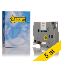 Varumärket 123ink ersätter Brother TZe-222 | röd text - vit tejp | 9mm x 8m | 5st TZe222C 650693