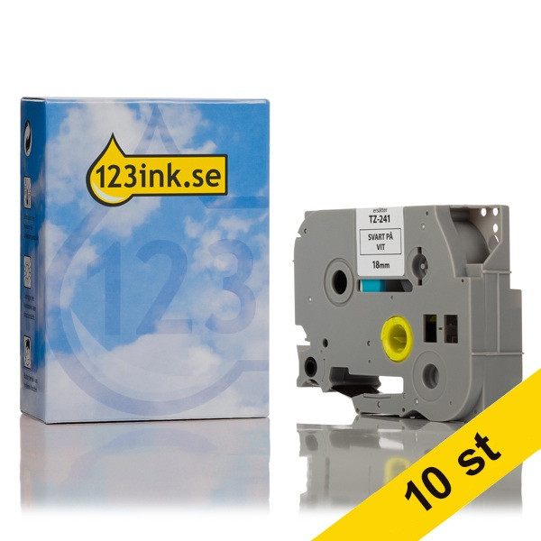 Varumärket 123ink ersätter Brother TZe-241 | svart text - vit märkband  | 18mm x 8m | 10st 650784 - 1