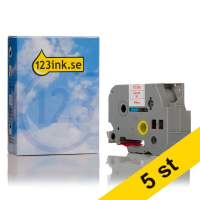 Varumärket 123ink ersätter Brother TZe-252 | röd text - vit tejp | 24mm x 8m | 5st TZe252C 650663