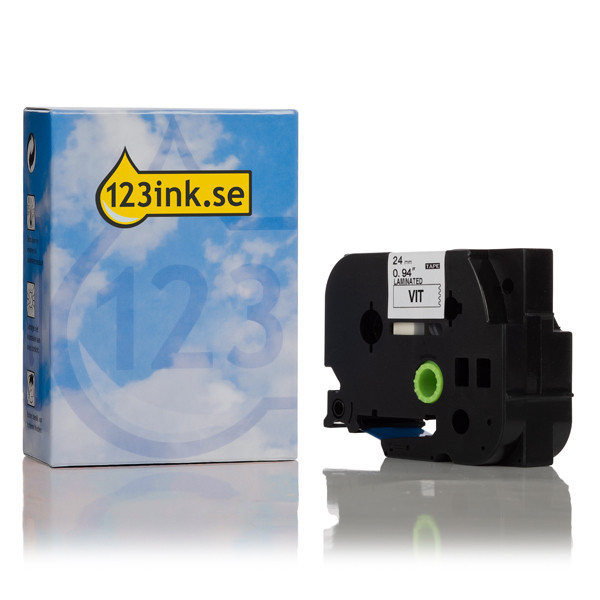 Varumärket 123ink ersätter Brother TZe-253 | blå text - vit tejp | 24mm x 8m TZe253C 080451 - 1