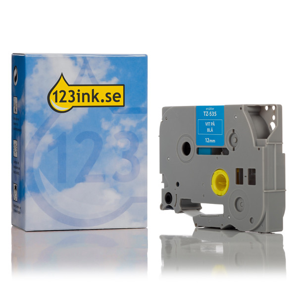 Varumärket 123ink ersätter Brother TZe-535 | vit text - blå tejp | 12mm x 8m TZe535C 080481 - 1