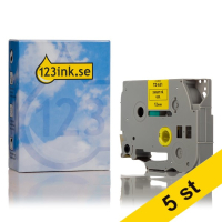 Varumärket 123ink ersätter Brother TZe-631 | svart text - gul märkband | 12mm x 8m | 5st 653077