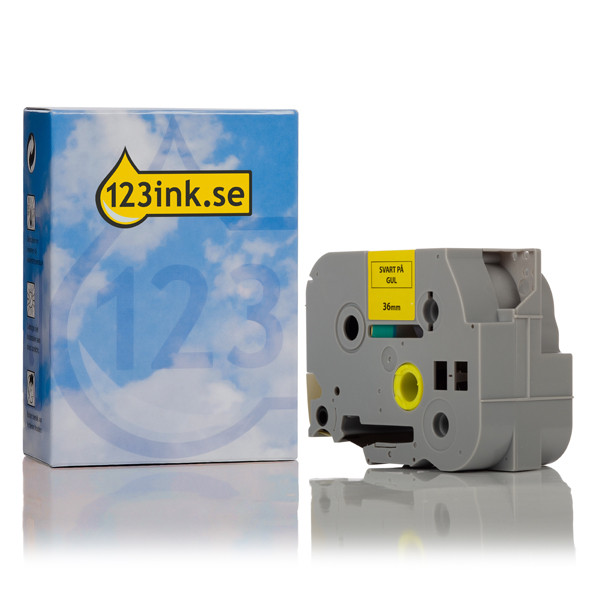 Varumärket 123ink ersätter Brother TZe-661 | svart text - gul märkband  | 36mm x 8m 080493 - 1
